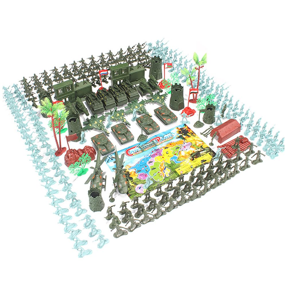 280Pcs Military Soldier Model Toys Set, Army Military Base Fighting Game Pretend Playset Plastic Combat Battle Playset with Aircrafts, Helicopters, Tanks and Other Accessories for Boys Kids Children
