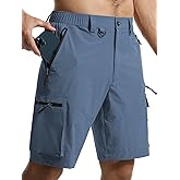 Surenow Men's Hiking Cargo Shorts with Quick Dry, Breathable Fabric, Pockets, and Zipper Closure - Blue, Size Large