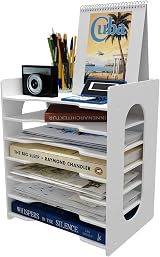 PUNCIA 7 Tiers Paper Tray A4 Desk Organizer White Filing Holder Office view 6