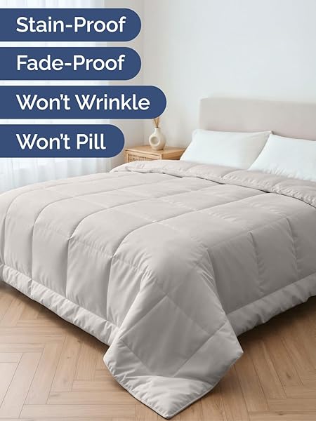 CAL KING SIZE, LIGHT GRAY ALTERNATIVE DOWN COMFORTER – WARM, LIGHTWEIGHT & BREATHABLE HOTEL QUALITY BEDDING SET FOR MEN, WOMEN, KIDS AND TEENS – ALL SEASON COOLING MICROFIBER DUVET INSERT COMFORTER