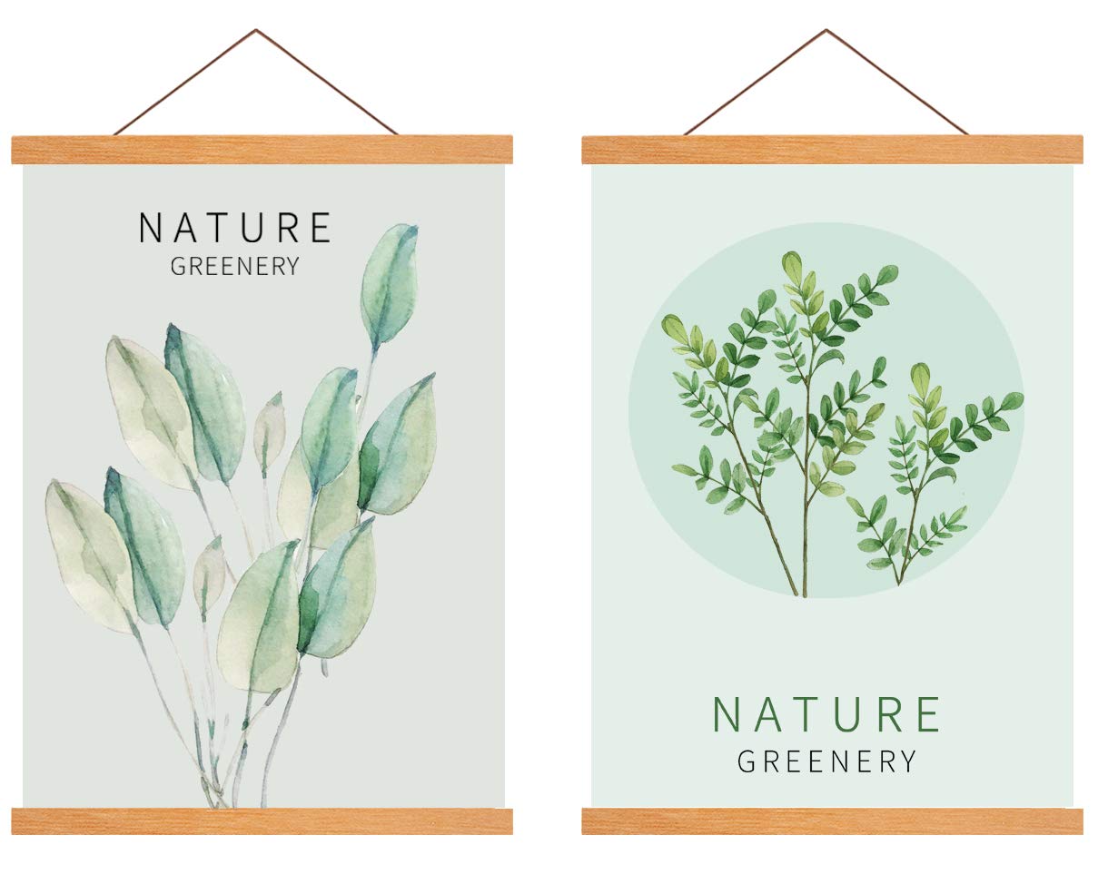 Radezon A2 Magnetic Poster Frame Hangers, Poster Hangers,Magnetic Wooden Poster Hangers, Light Wood Frame Hanger, Magnet Picture Hanging for 45x30 45x60 Canvas(18"/ 45cm, Black, 2pack)