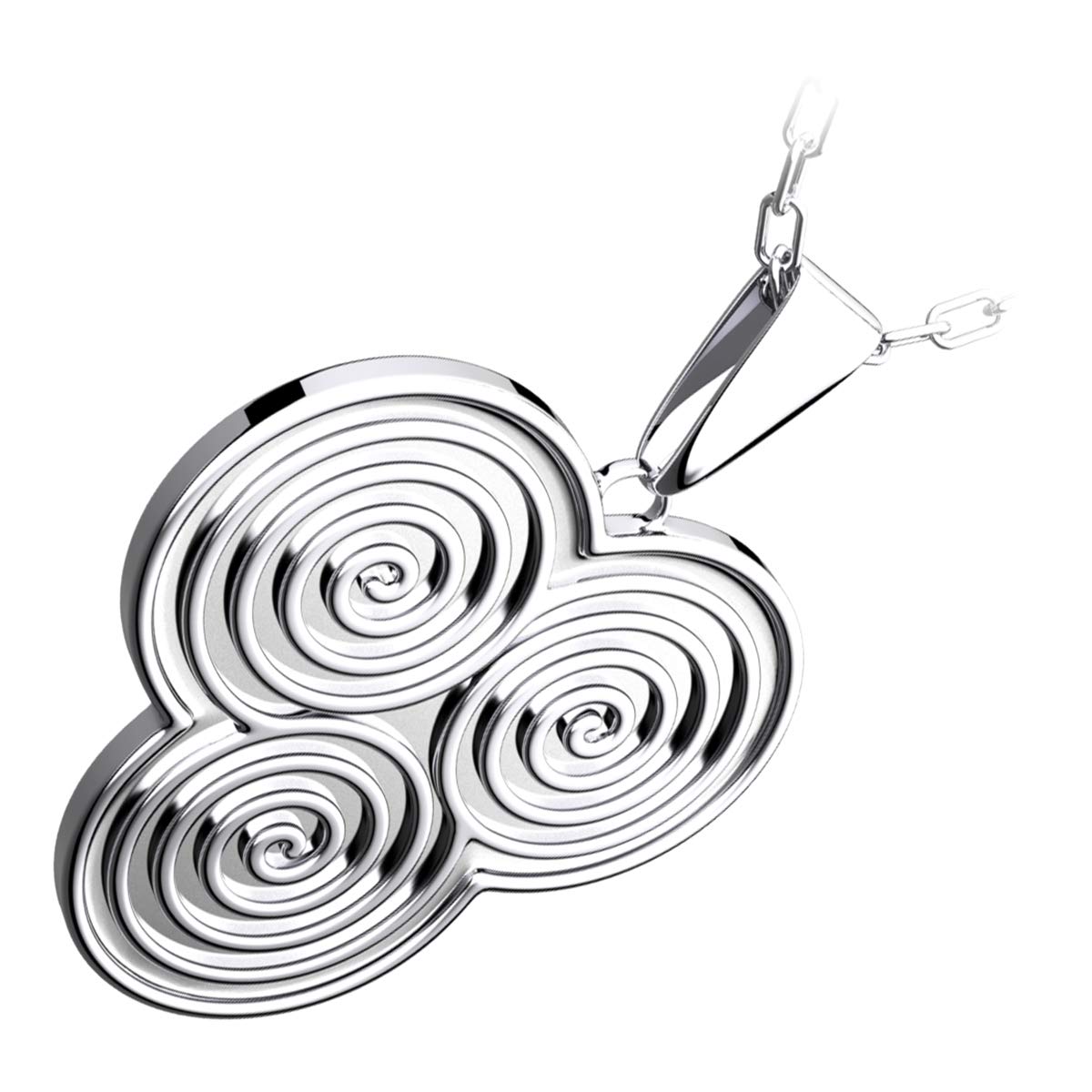 GWG Jewellery Triskelion Triple Celtic Spiral Design, Double Sided 925 Sterling Silver Pendant Necklace in Gift Box for Women