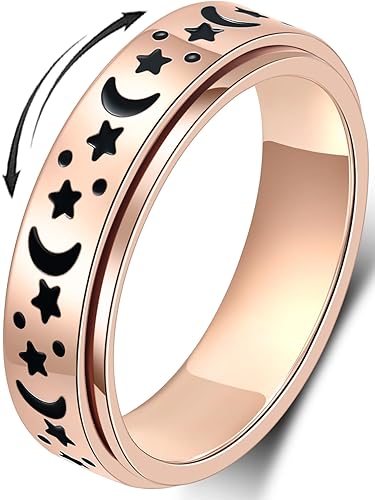 MHWTTY Anxiety Ring for Women Fidget Toys Adults Moon Star Fidget