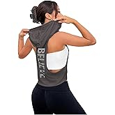 SweatyRocks Women's Sleeveless Low Cut Racerback Hoodies Workout Tops Cropped Hooded Tanks with Pocket