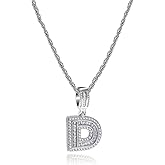 SBI Jewelry Initial Letter Necklace for Women Men Silver Sparkling Crystal Clear CZ Alphabet A-Z Charm Necklace Gifts for Women Birthday Anniversary
