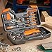 VonHaus Orange 39 Piece General Tool Set - Home Hand Tool Kit with Plastic Toolbox Storage Case