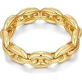 ENSKEFEN Chunky Stretch Bangles Bracelets for Women Trendy Wide Elastic Gold Bracelet Flexible Link Chain Bracelets