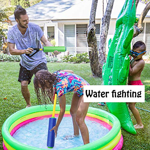 Klobroz Water Blaster Soaker Gun - 2 Pack 5 in 1 Nozzles Foam Water Gun Toys for Boys Girls and Adults - Outdoor Swimming Pool Beach Yard and Park Water Fighting Game Bubble Making Wand Included