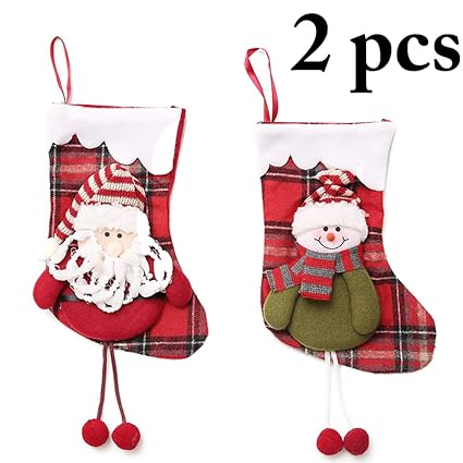 Outgeek 2PCS Christmas Stocking Snowman Santa Christmas Gift Bag Hanging Stocking