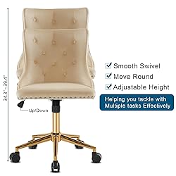 VINGLI Olive Green Velvet Armless Office Desk Chair