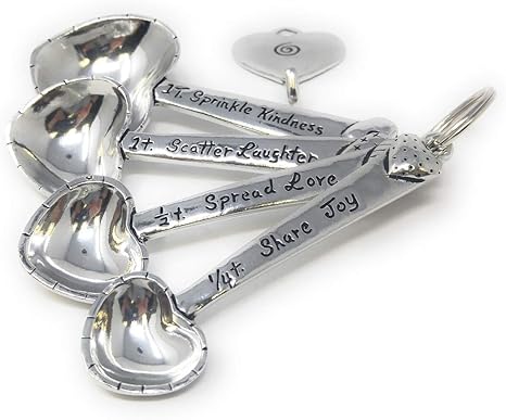 Fine Polished Pewter Heart Shaped Measuring Spoon Set Inspiring