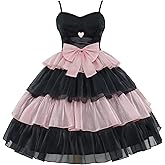 ZZEQYG Womens Lolita Dress for Girl Gothic Pink Puff Sleeve Dress with Bow