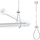 Libaro Ceiling Mounted Shower Curtain Rod Support &ndash; Adjustable 60&Prime; Ceiling Suspension Holder for Curved, L-Shaped &amp; Straight Shower Rods, Sturdy Rustproof Stainless Steel Support (Prevents Sagging)
