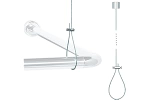 Libaro Ceiling Mounted Shower Curtain Rod Support – Adjustable 60″ Ceiling Suspension Holder for Curved, L-Shaped & Straight Shower Rods, Sturdy Rustproof Stainless Steel Support (Prevents Sagging)