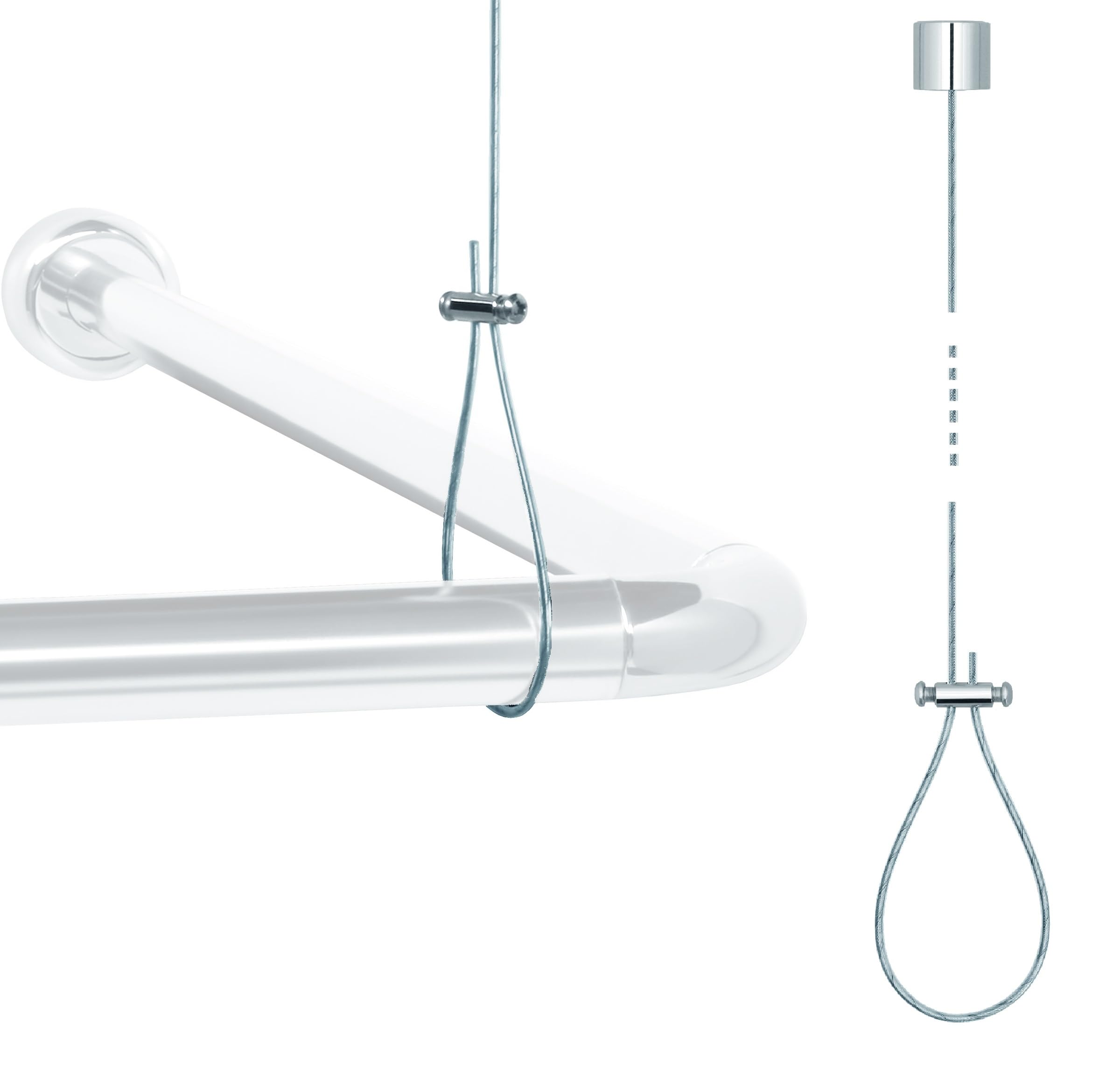 Photo 1 of Libaro Ceiling Mounted Shower Curtain Rod Support – Adjustable 60? Ceiling Suspension Holder for Curved, L-Shaped & Straight Shower Rods, Sturdy Rustproof Stainless Steel Support (Prevents Sagging)