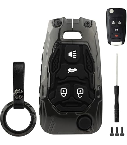 BE Beautiful Earth Silicone Key Fob Protector, Compatible With 2016-2021 Chevrolet Equinox Malibu Traverse Chevy Trax Car Accessories Key Fob Case, 3 Buttons, Black / Grey, 2PCS