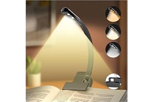 Lucarni Book Lights,Reading Light with 2 Replaceable USB Rechargeable Battery,3 Color & Stepless Dimming Book Light for Reading at Night,Lightweight and Ideal for Long Trips and Camping (Black)
