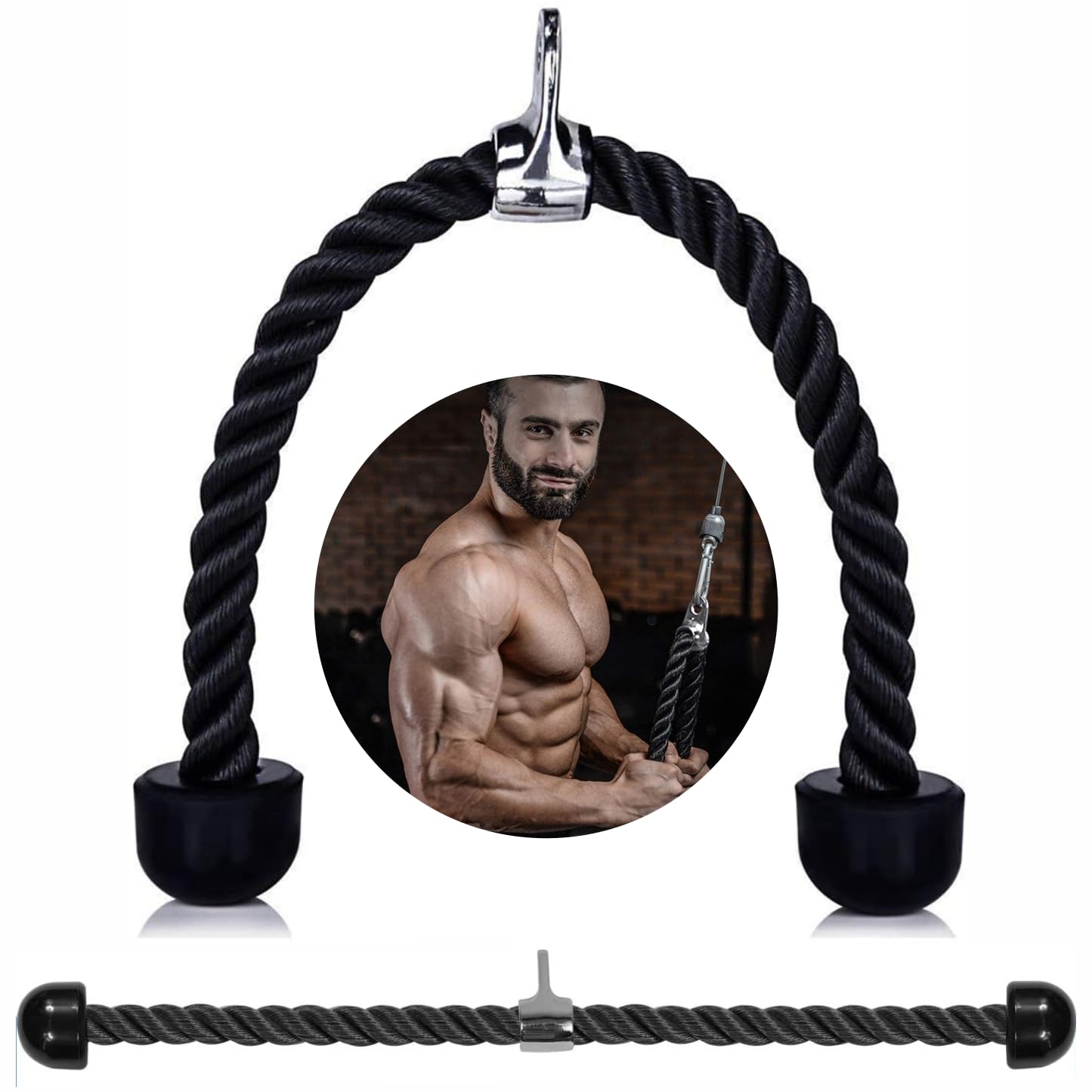 ONEX Tricep Rope Heavy Duty Gym gym pull down rope, Fitness, Exercise, Body Equipment Extensions Pull Down Bicep/Tricep Rope Cable Attachment