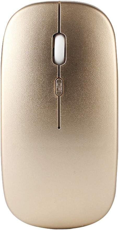 SUImeito 2.4GHz Rechargeable Wireless Mouse Silent Button Ultra Thin USB Optical Mice New Munse 10 m Wireless Range (Gold)