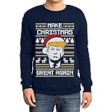 Shirtgeil Trump Natalizio Make Christmas Great Again Felpa/Maglione di Natale da Uomo