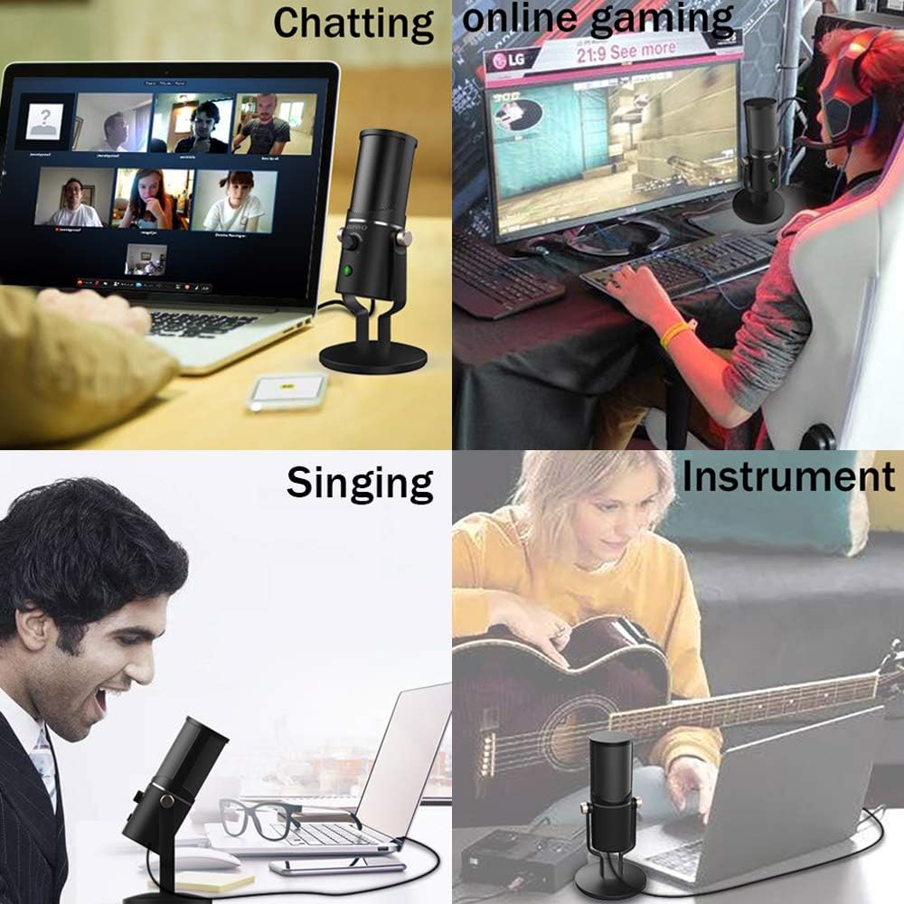 USB Microphone Computer Cardioid Condenser Mic, JOUNIVO PC Laptop Recording Microphone with Mute Button & LED Indicator for Studio Recording Vocals, YouTube, Streaming Broadcast, Podcasting, Skype: Home Audio & Theater