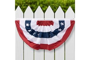Aisto 3X6 Feet American Flag Bunting - USA Pleated Fan Flag for Outdoor 4th of July - Vivid Color and Fade Resistant - Double Stitches Canvas Header with Three Brass Grommets