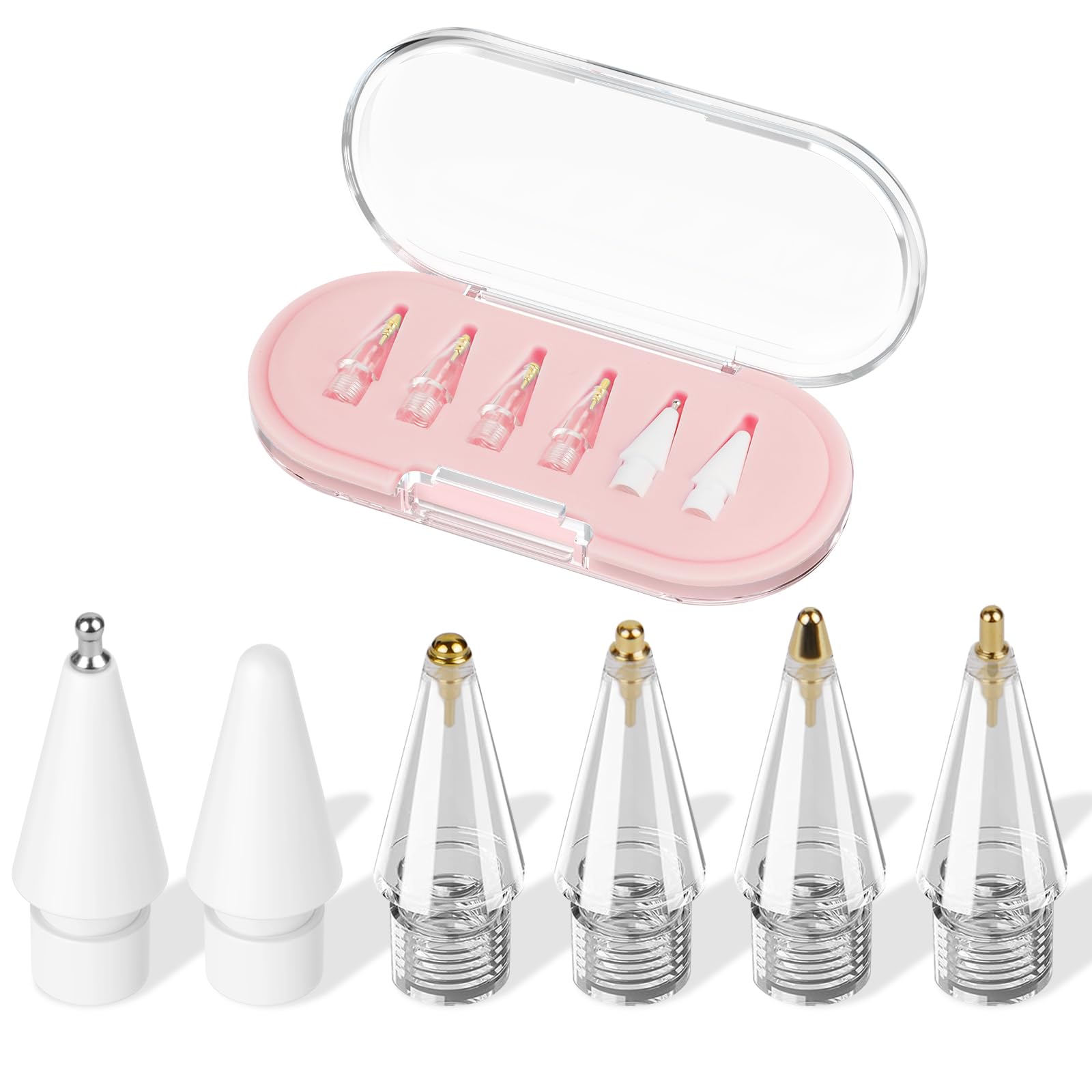 Replacement Tips for Apple Pencil Tip, Upgraded Apple Pen Tips for Apple Pencil Pro/ 2nd Gen/ 1st Gen/USB C, iPad Pen Tips with Storage Case, iPencil Nib Set, IPad Pro Pencil Tip Set(Pink)