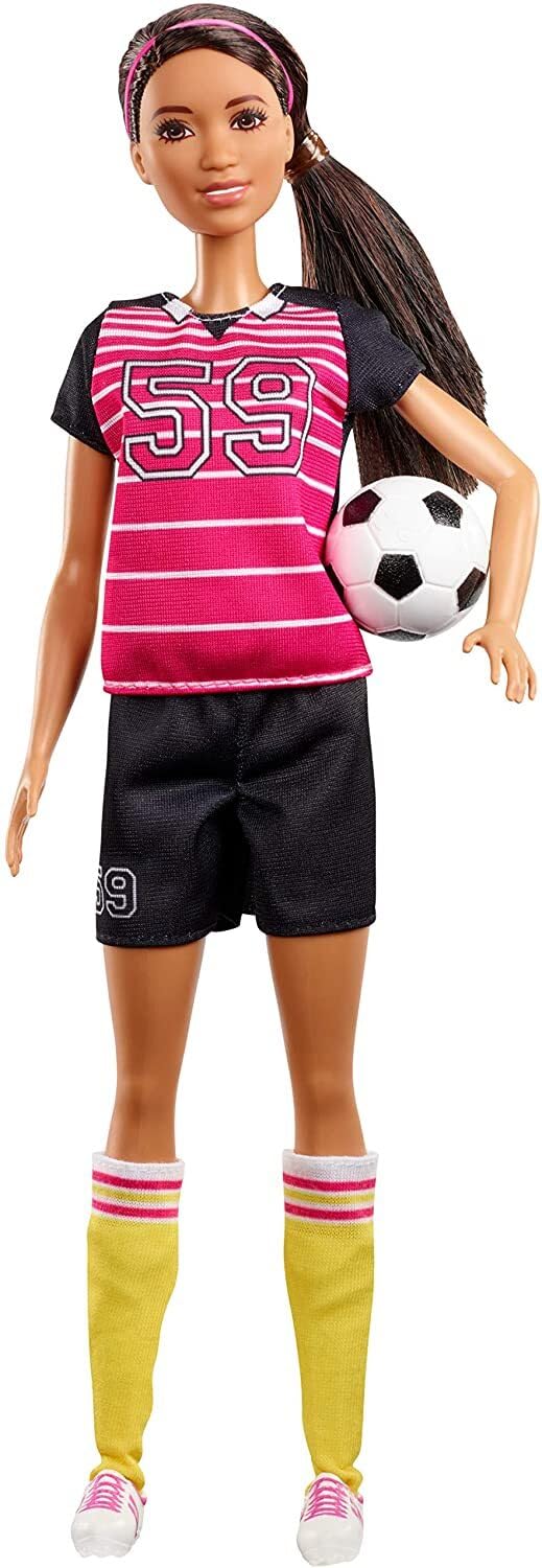 Barbie Athlete Doll, Brunette Soccer Player Doll with Soccer Ball