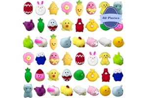 Pinkiwine 48 PCS Easter Mochi Squishy Toys Stress Relief Squishies for Kids Boys Girls Toddlers Easter Basket Stuffers Egg Fillers Gifts Party Favors