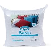 Fairfield Poly-Fil Basic Pillow Inserts, Ideal for Decorative Pillows, Travel Pillows, and Home Decor, Zippered, Non-Woven Cover, Spot Clean, 20&rdquo; Square, White