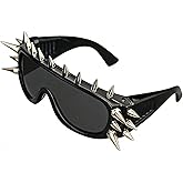 S SANGLE SOPFFY Punk Spike Sunglasses - Goth Y2k Rock Accessory with Metal Rivets for Halloween Cosplay, Club Rave