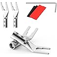 Viborg Pure Copper Speaker Spade Plug, Screw Locking Speaker Wire Connector, Fork Y Spade Lugs with Allen Wrench for Speaker Wire DIY 4PCS (Rhodium Plated with Heat Shrink Tube)