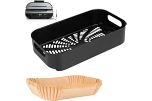 WEBROIL Air Fryer Basket & Paper Liner for Ninja FG551 Foodi Smart XL 6-in-1 Indoor Grill,Non-Stick Air Frying Combo Crisper Basket for Ninja Air Fryer Accessories Disposable Parchment Paper 100-Pack