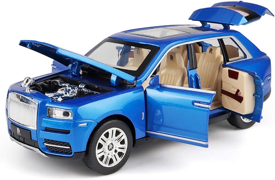 1/24 Scale Rolls-Royce Cullinan Metal Car Toy Alloy Car with Lights | High Simulation | Scale 1:24,Blue