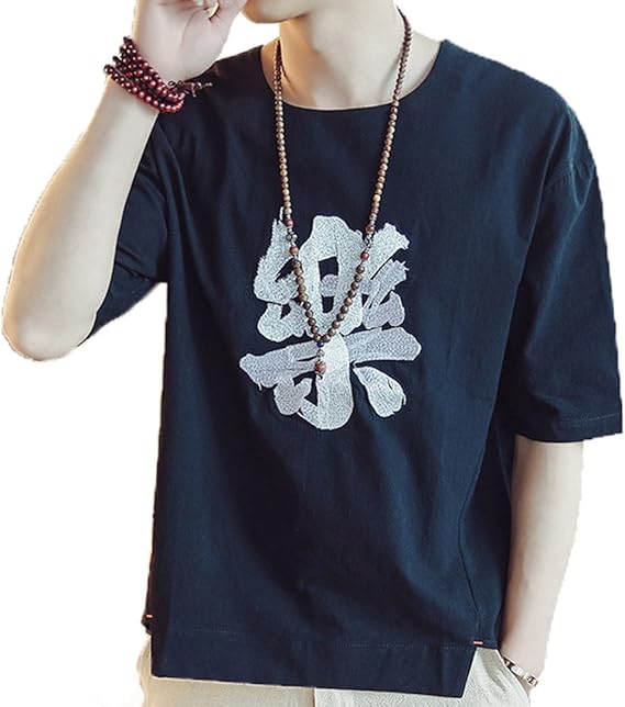 Amazon Xinxikeji メンズ ロンt 春 スポーツウェア トップス ボーイズ 男の子 Tシャツ 丸首 半袖 無地 中国式リネン刺繍 大きいサイズ ゆとり カジュアル シャツ ゴルフウェア 上着 通勤 通学 運動 日常用 M Xxxl ホワイト ブラック Tシャツ カットソー 通販