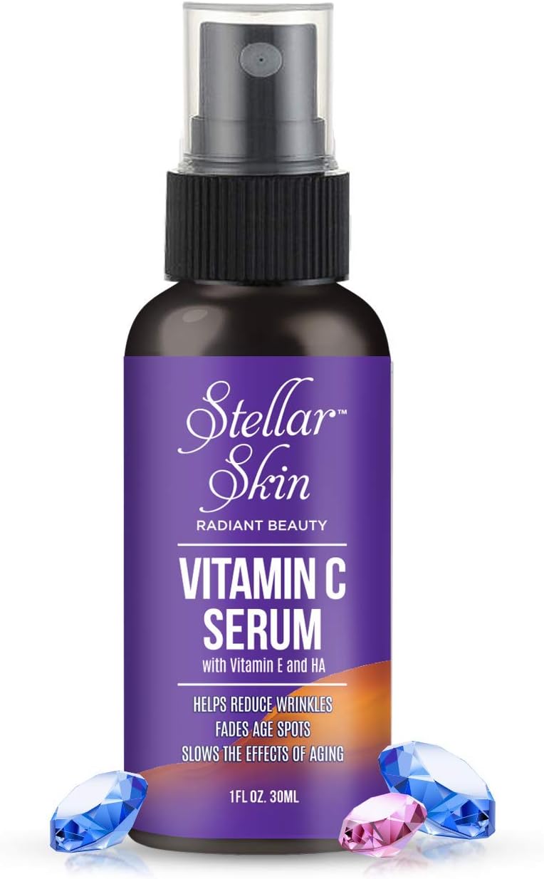 Premium Vitamin C Serum For Face Also Contains Vitamin E and Hyaluronic Acid, Anti Wrinkle, Anti Aging Skin Care Product, Promote Youthful & Vibrant Skin, Pump Action Bottle, 1 fl oz, Made in USA