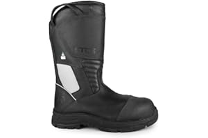 STC Footwear Warrior, 12" Leather NFPA Firefighter Boots, Black - Waterproof Flame Resistant Protection, Composite Toe Cap