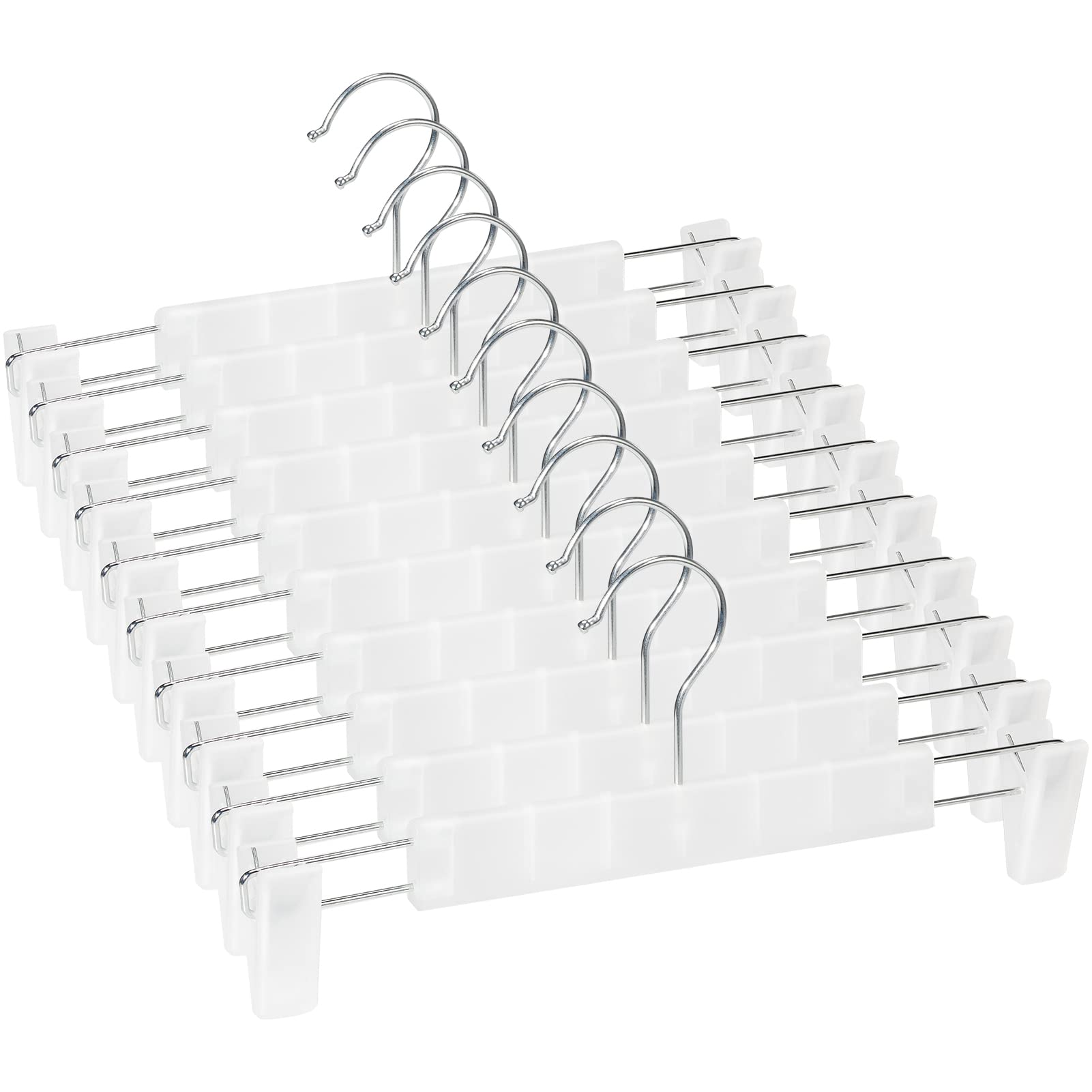 Photo 1 of Lamitocs Skirt Hangers?Pants Hangers with Clips?360 ° Swivel Hooks Space Saving Hangers for Pants, Skirts, Clothes, Jeans (10Pack, Translucent)