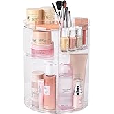 YIEZI 360 Rotating Makeup Organizer,Skincare Perfume Organizer,With Brush Holder Cosmetic Display Case Adjustable Detachable Shelves,Fits Bedroom Dresser or Countertop Multifunctional Cosmetic Holder