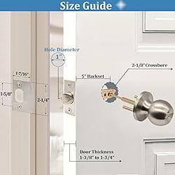 TPard 5" Backset Latch Keyed Entry Door Knob with