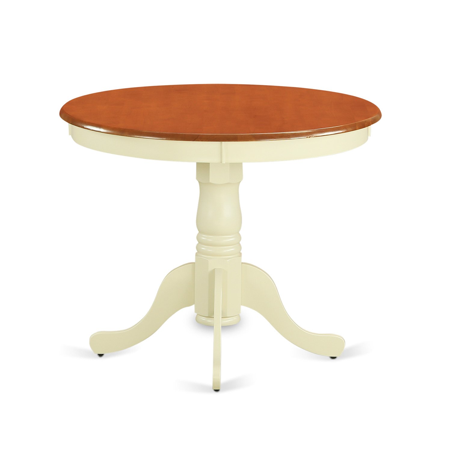 East West Furniture ANT-WHI-T Round Table, 36-Inch, Buttermilk/Cherry Finish