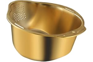 Fenteer Rice Rinsing Bowl Washing Colander with Side Drain Holes Household Drainer Basket Kitchen Utensils for Red Beans Peas