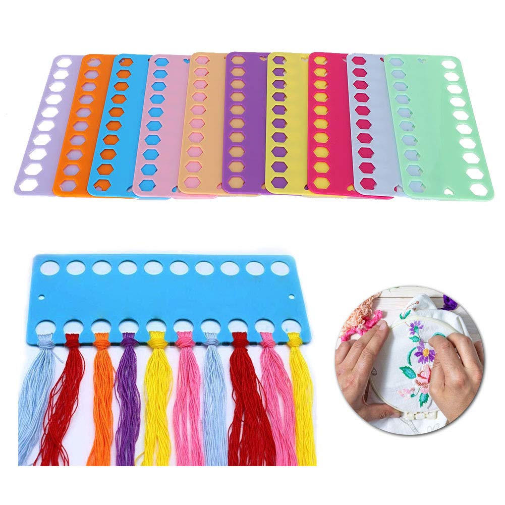 Cikonielf 20Pcs Reusable Plastic Cross Stitch Threads Organizer with 20 Holes - Thread Holder Cards for Cross Stitch Embroidery and Sewing Projects