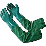 PACIFIC PPE PVC Chemical Resistant Gloves , Shoulder Length, Heavy Duty Waterproof Gloves with Cotton Liner, Anti-skid, Acid-