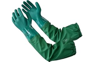 PACIFIC PPE 26" Rubber Chemical Resistant Gloves, PVC Reusable, Heavy Duty Waterproof With Cotton Liner, Anti-skid, Acid-alka