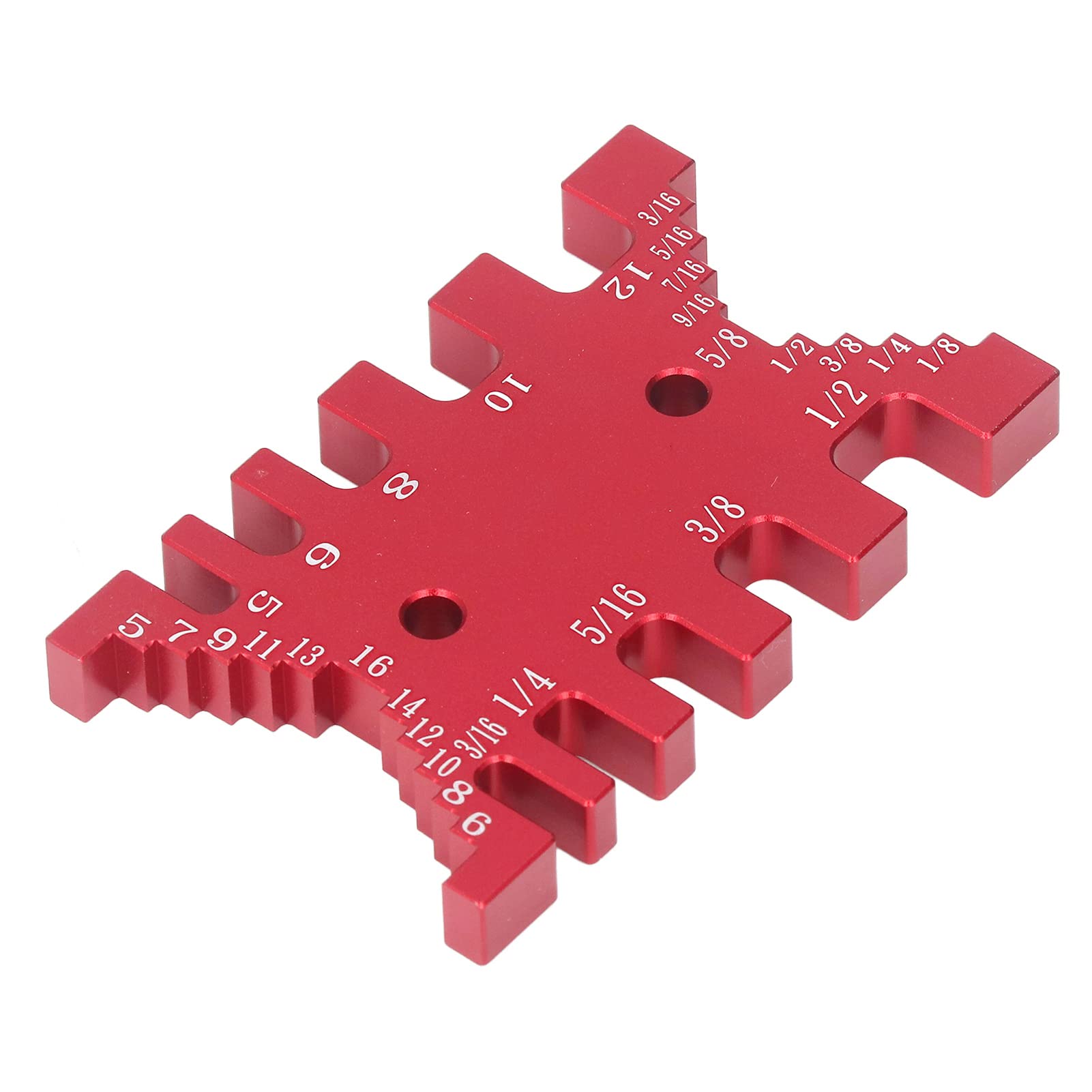 Tenon Caliper, Dovetail Jig Tenon Caliper Aluminum Metric Imperial Scale Card Measuring Woodworking Tool Dovetail Jig Carpentry Router Saw, Rulers(Red)