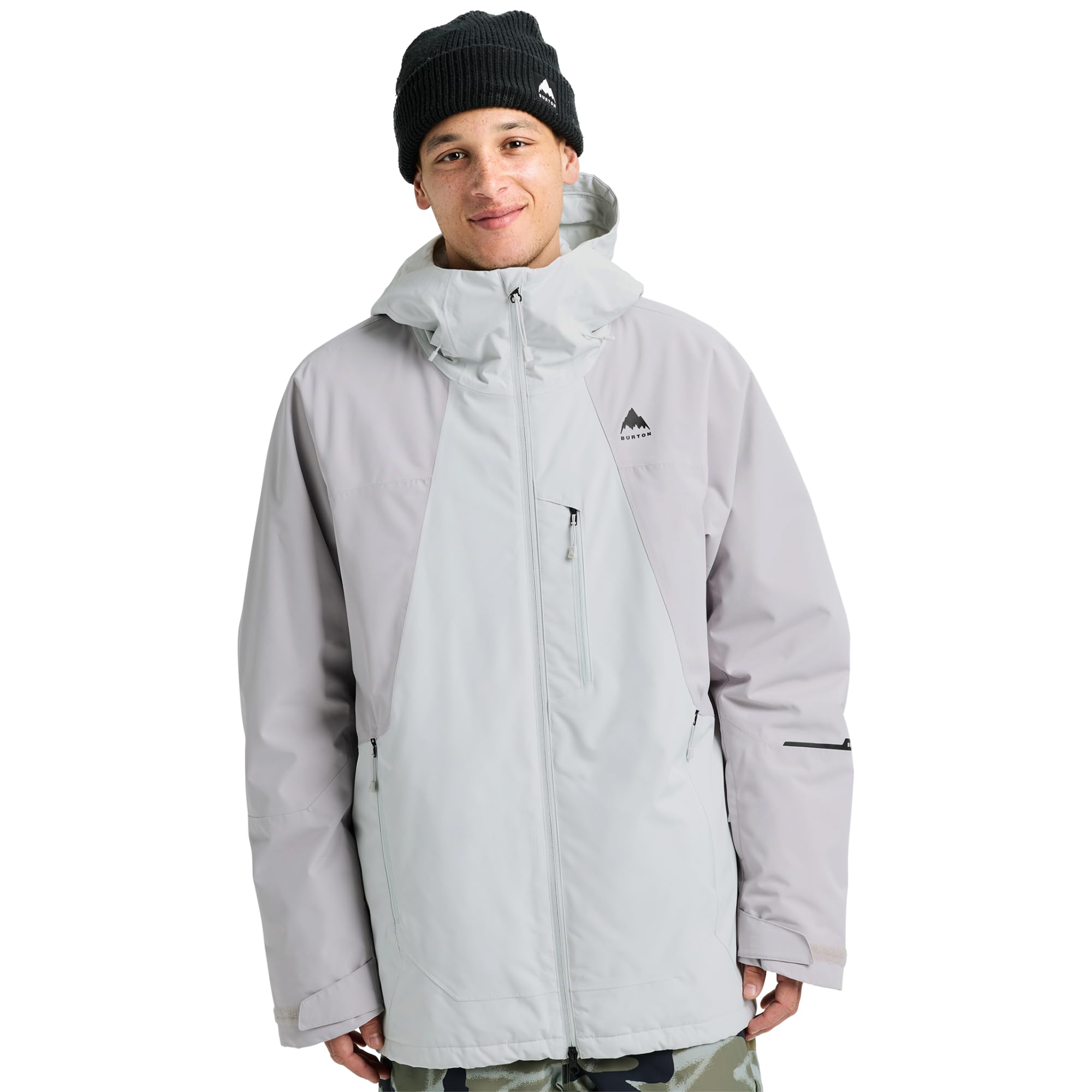 Burton Reserve Chaqueta aislante de 2 capas para hombre – Chaqueta impermeable para snowboard de invierno con capucha – Gris/Lavanda, L