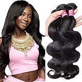 Haorui Virgin Brazilian Hair Weaves Body Wave Weft 3 Bundles 10-26inch 100% Cheap Unprocessed Human Hair Extensions Natural Color (100+/-5g)/pc (14 16 18)