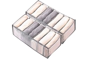 Aposemo Clothes Organizer Drawers Wardrobe Compartment Separation Underwear Portable 7 Grids Storage Box Mesh Washable (2 Pcs Grey Small)