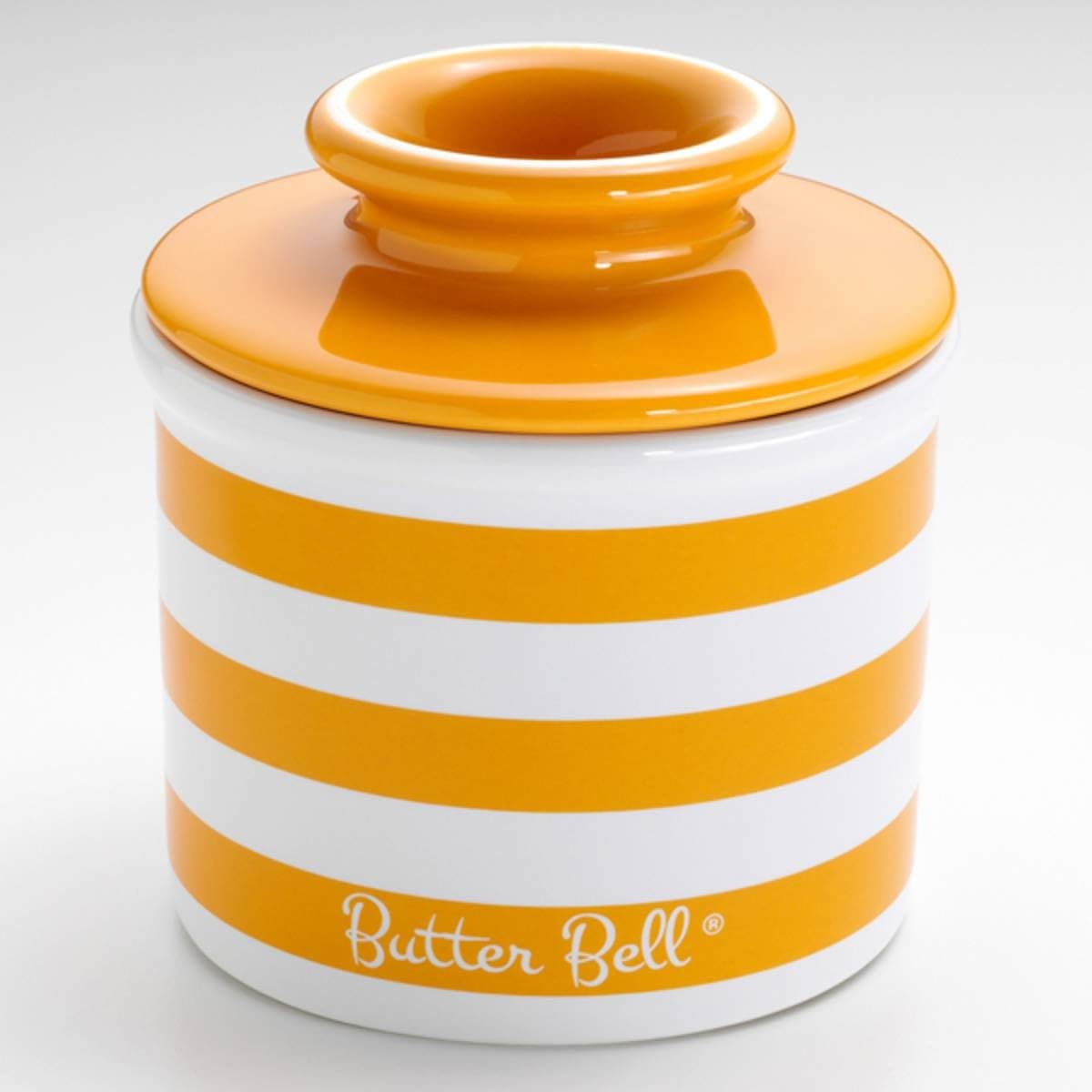 The Original Butter Bell Crock by L. Tremain, Striped Collection - Tangerine Yellow